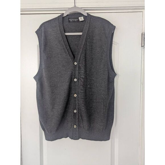 Saks Fifth Avenue Wool Vest men's size Large gray‎ grandpa virgin lightweight - Picture 1 of 5